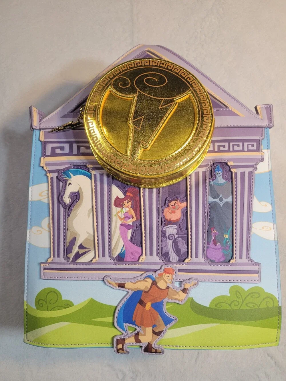 Hercules Loungefly Mini Backpack Grecian Temple Building Being Lifted NWT